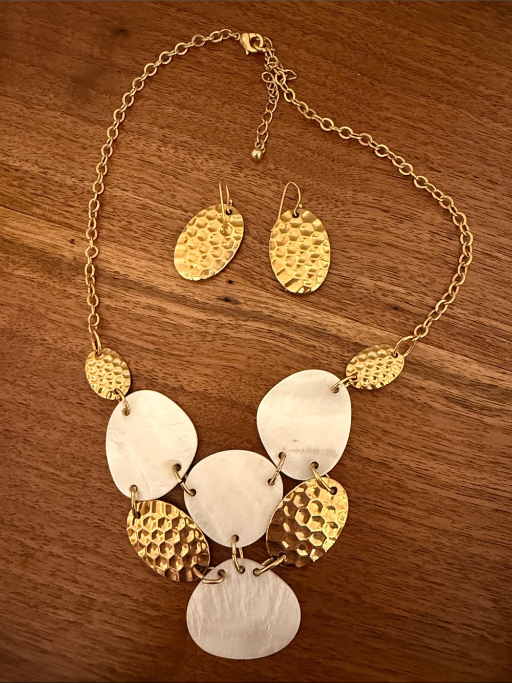 Gold and Silver Mixed Metal Statement Necklace & Earring Set